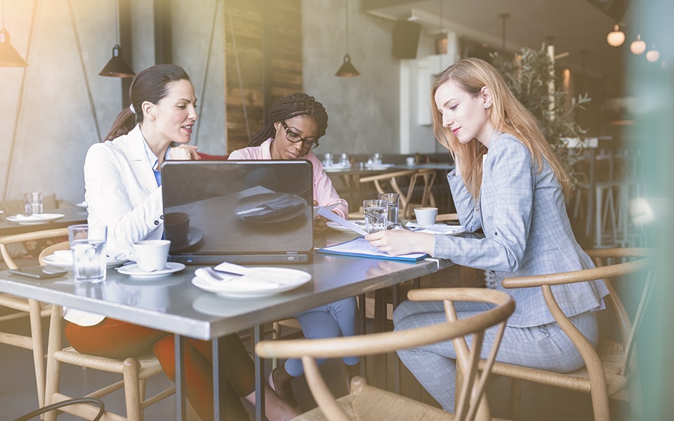 Conversation between 3 business women's