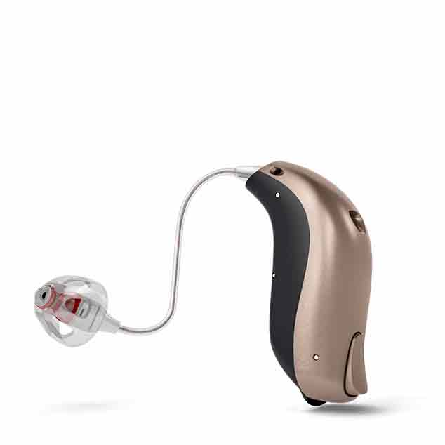 Aides auditives contour d'oreille Bernafon miniRITE avec technologie DECS pour les utilisateurs souffrant de pertes auditives légères à profondes. 