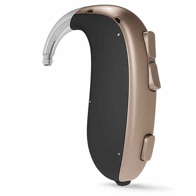 Bernafon Ultra Power behind-the-ear hearing aids featuring DECS technology for users with profound hearing losses.
