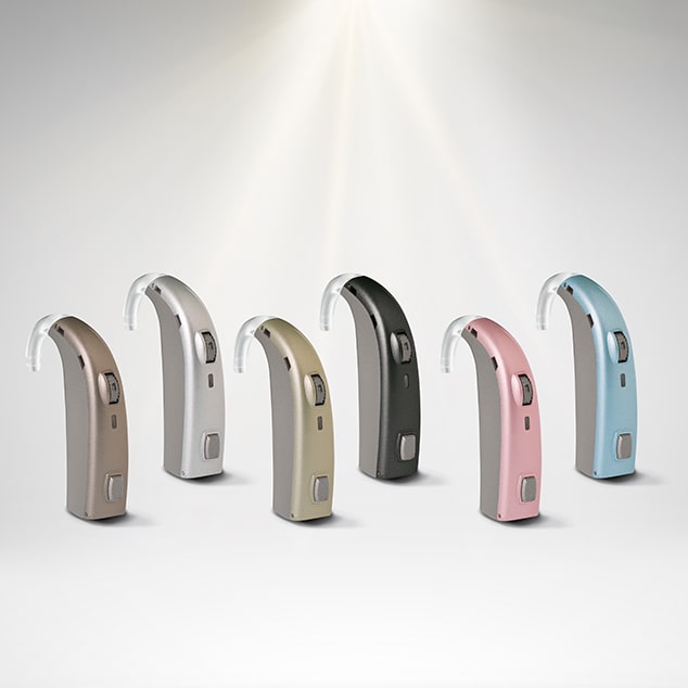 Billede af Supremia høreapparatfamilien til kraftige til meget kraftige høretab i seks forskellige farver