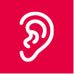 Illustration d'une oreille sur fond rouge