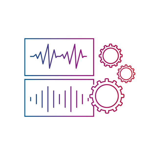 Ikona reprezentująca Hybrid Sound Processing, jeden z czterech filarów wprowadzonej przez Bernafon Hybrid Technology