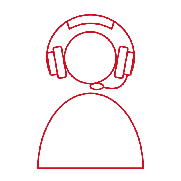 Illustration av en kundsupportperson som bär ett headset visar felsökning för fjärranpassning