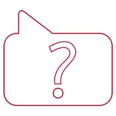 Illustration of speech bubble with question mark in it, illustrating frequently asked questions