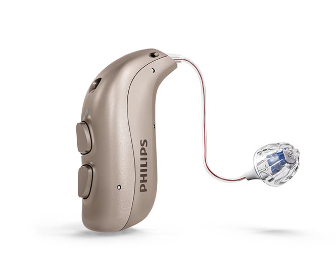 Philips HearLink rechargeable hearing aids MiniRITE T R for mild to severe hearing loss.