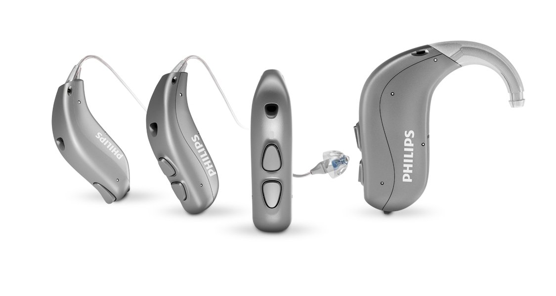 Overview of all Philips HearLink behind-the-ear hearing aids which are made for iPhone hearing aids