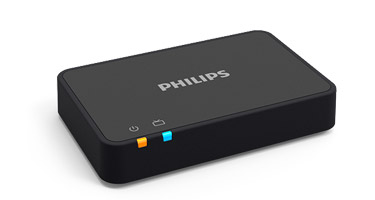 L'adaptateur télévision Philips. Il permet de diffuser le son de la télévision directement dans vos aides auditives.