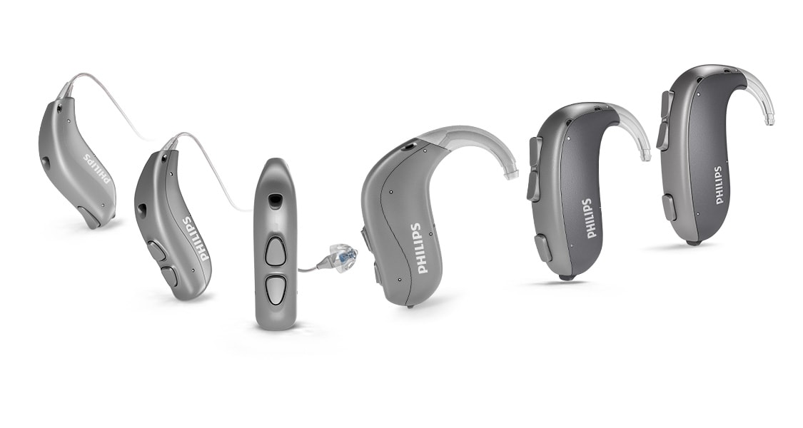 Aperçu de tous les appareils auditifs contours d'oreille Philips HearLink