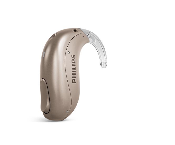 See an example of the rechargeable Philips HearLink mini behind the ear hearing aids also called miniBTE T R from Philips Hearing Solutions