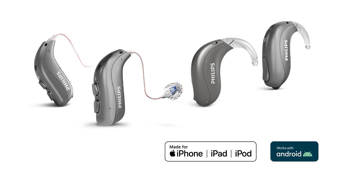 フィリップス ヒアリンク補聴器の製品ポートフォリオには、外耳道内レシーバー型のRITEタイプ 、耳の後ろに装用するBTEタイプ 、耳の中に装用するITEタイプがあります