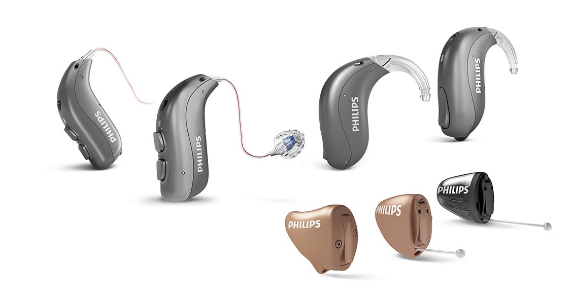 フィリップス ヒアリンク補聴器の製品ポートフォリオには、外耳道内レシーバー型のRITEタイプ 、耳の後ろに装用するBTEタイプ 、耳の中に装用するITEタイプがあります
